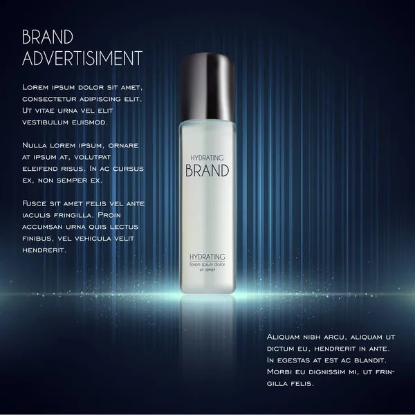 Kozmetik reklamları şablon, özü şişe — Stok Vektör