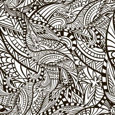 Dekoratif soyut şekilli çizgiler ve karalamalarla kusursuz vektör dokusu