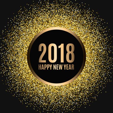 Mutlu yeni yıl 2018. Altın glitter yeni yıl. El ilanı, afiş, web, üstbilgi, poster, işareti için altın arka plan.