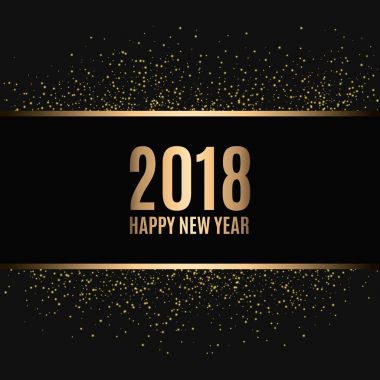 Mutlu yeni yıl 2018. Altın glitter yeni yıl. El ilanı, afiş, web, üstbilgi, poster, işareti için altın arka plan.