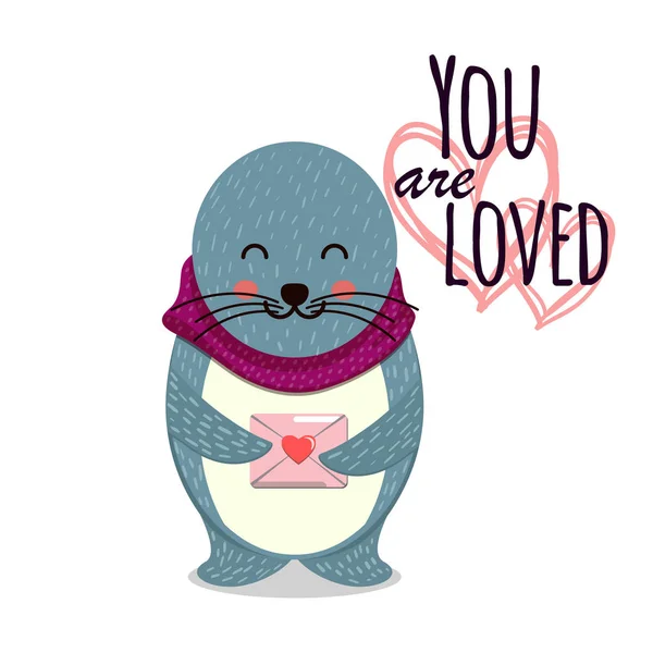 Niedliche Vektorillustration. Teddybär mit Herz. kann für Valentinspostkarte, Festpostkarte, Einladung, Scrapbooking verwendet werden. — Stockvektor