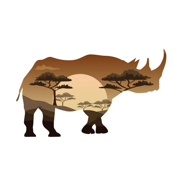 Vektor plakát na motivy divokých zvířat z Afriky, safari, zvířata savany, — Stockový vektor