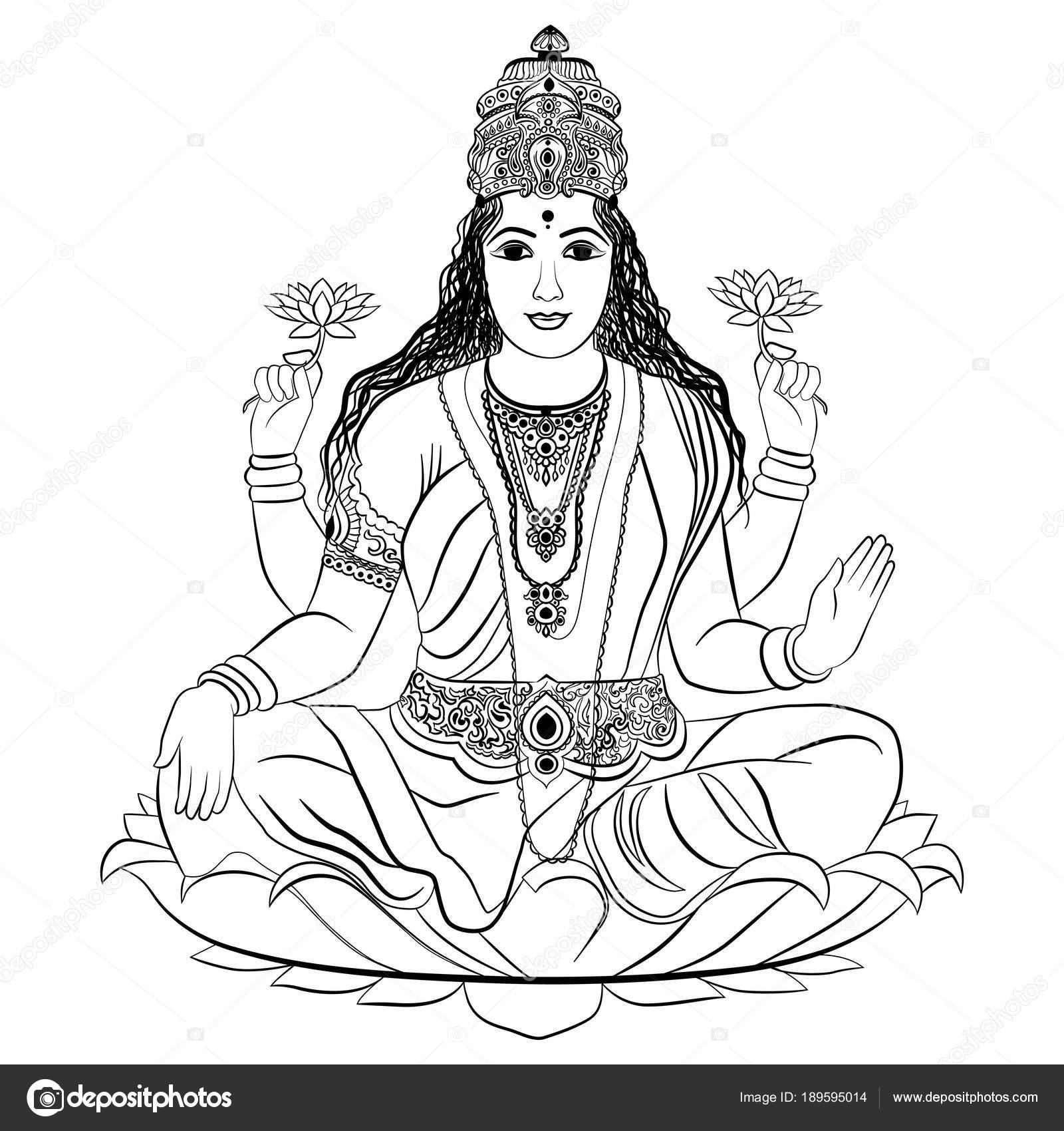 Indian goddess Lakshmi Stock Vector by ©irisimka.yandex.ru 189595014