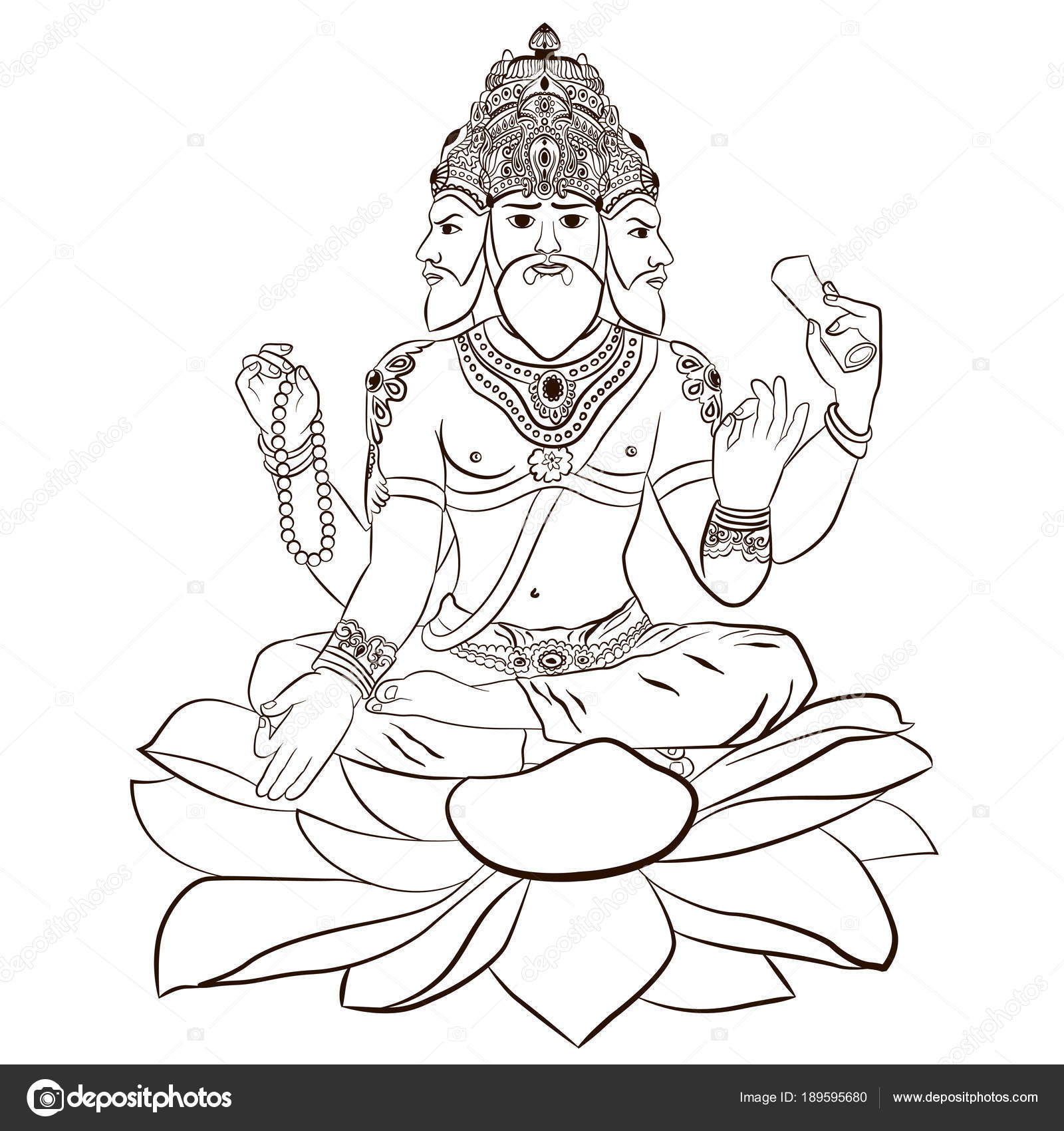 Illustration of Hindu God Brahma Stock Vector Image by ©irisimka.yandex