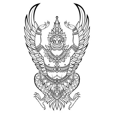 Garuda, Vishnu kuş. Vektör çizim.