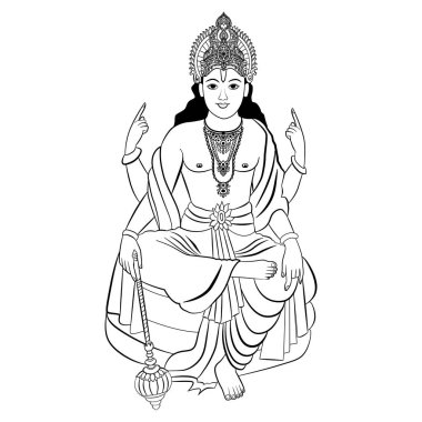 Hindu God Vishnu. Vector illustration. clipart