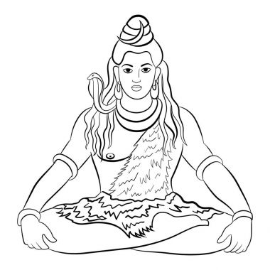Hindu tanrısı Şiva. Vektör çizim.
