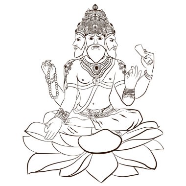 Illustration of Hindu God Brahma clipart