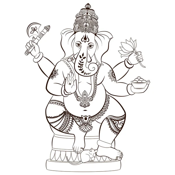 印度教主Ganesha. — 图库矢量图片