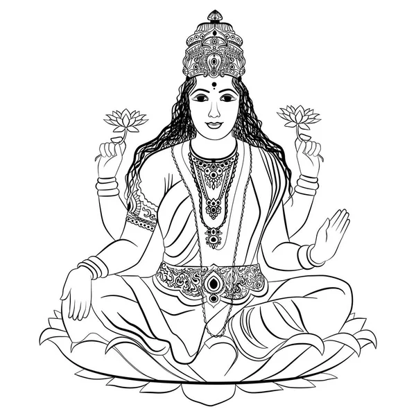 Ινδική Θεά lakshmi — Διανυσματικό Αρχείο