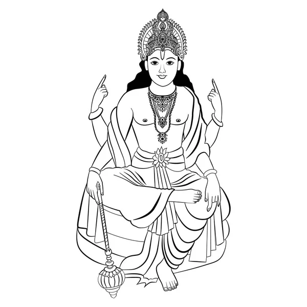 ヒンドゥー教の神ヴィシュヌ。ベクトル図. — ストックベクタ