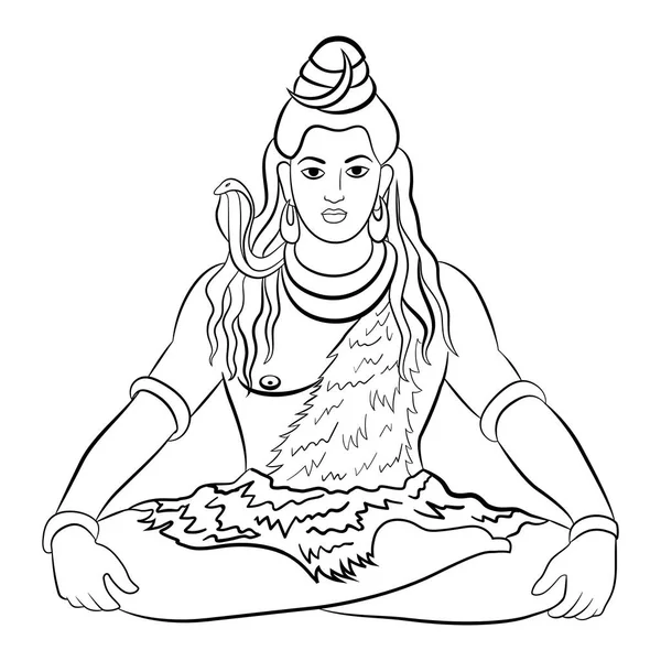 Dios hindú Shiva. Ilustración vectorial . — Vector de stock