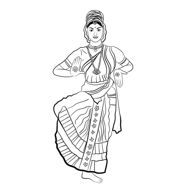 Indian dancing woman. — Stock Vector