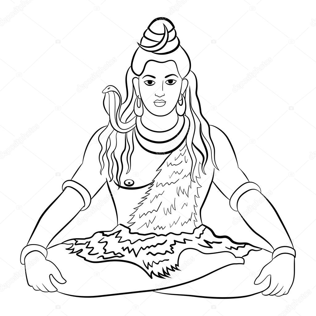 Hindu God Shiva. Vector illustration.