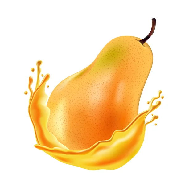 Du jus de mangue. Fruits frais, icône vectorielle 3d — Image vectorielle