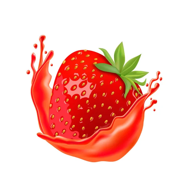 Olgun çilek beyaz arka plan üzerinde izole meyve suyu ile