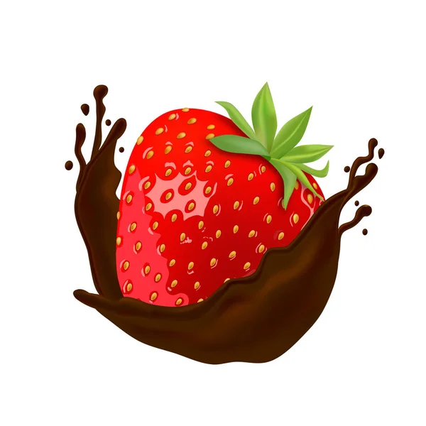 Cherry v horké čokolády na bílém pozadí — Stockový vektor