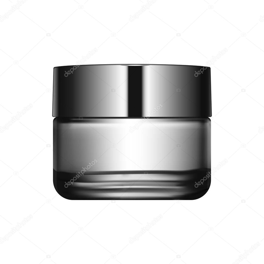 Realistic Cosmetic bottle can sprayer container. Dispenser for cream, soups, and other cosmetics With lid and without. Template For Mock up Your Design. vector illustration.