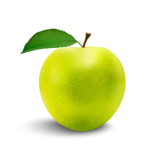 Perfecte verse groene appel geïsoleerd op witte achtergrond in volle velddiepte met clipping pad. — Stockvector