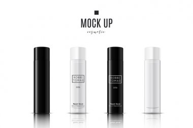 Gerçekçi beyaz kozmetik krem konteyner ve tüp krem, merhem, diş macunu, losyon için şişe sahte. Jel, toz, balsam, tasarım etiketi ile. Sabun pompa. Toplu karışımları konteynerler.