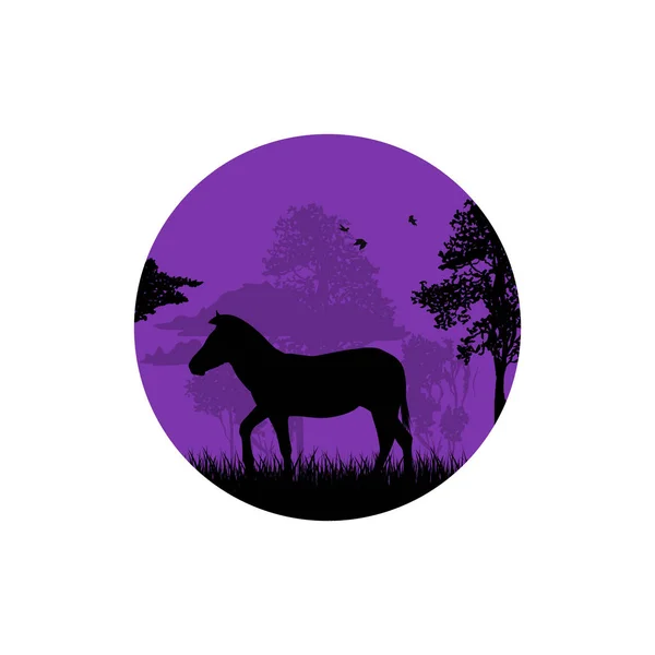 Vektorové ilustrace silhouette velbloud na poušti — Stockový vektor