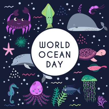 Dünya okyanus günü. Görüntü elementi NASA tarafından desteklenmektedir