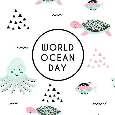 Dünya okyanus günü. Görüntü elementi NASA tarafından desteklenmektedir