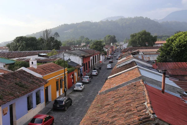 Street view from Top of Antigua Guatemala on May 2015. The historic city Antigua is UNESCO World Heritage Site — Stock Photo, Image