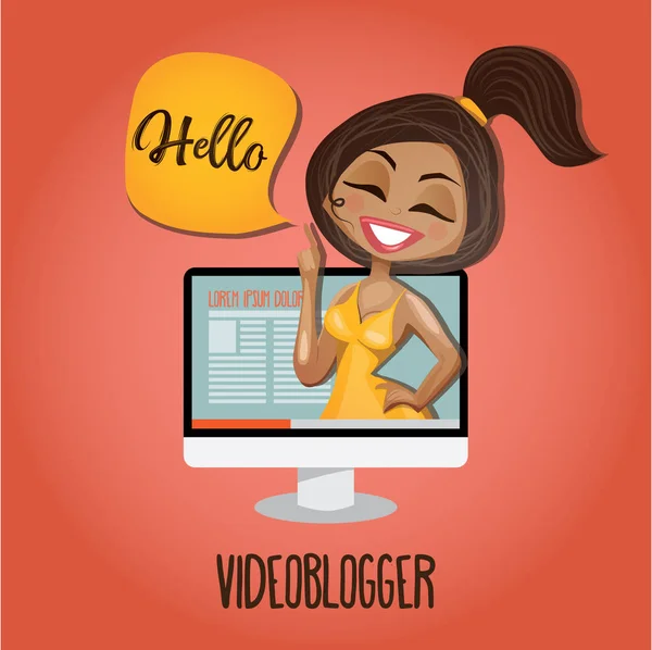 Cute Girl Video Bloggers Vector Illustration Cartoon Style Youtuber — Stock Photo, Image