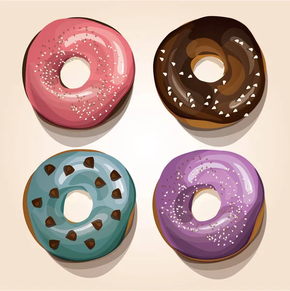 Cartoon Vector Illustration Set Donuts — Stock Vector