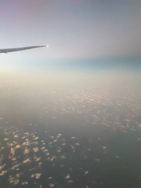 View Blue Cloudy Sky Airplane Window — Stock Photo, Image