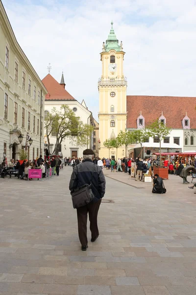 Bratislava Eslováquia Abril 2011 Velhote Feira Páscoa Torre Casa Pawera — Fotografia de Stock