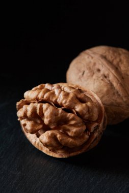 Ceviz ve kayrak bir zemin üzerinde çekirdek