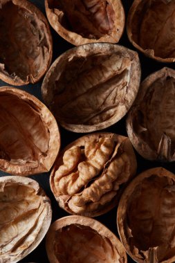 Ceviz kabukları makro yakın çekim ürün gıda zemin kompozisyon olarak