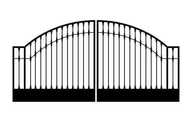 Beyaz bir arka plan üzerinde sahte süslemeli siyah metal geçit