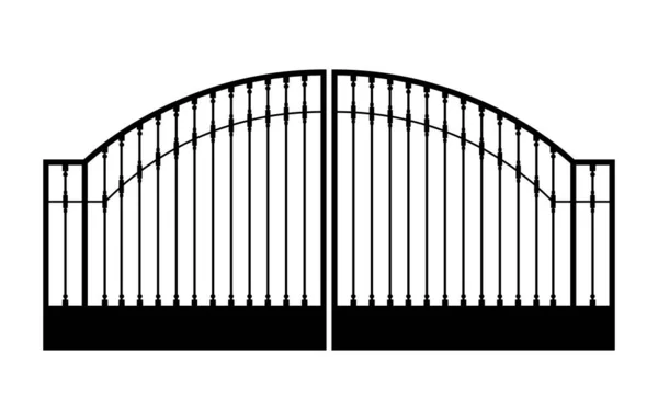 Černá kovová brána kované ornamenty na bílém pozadí — Stockový vektor