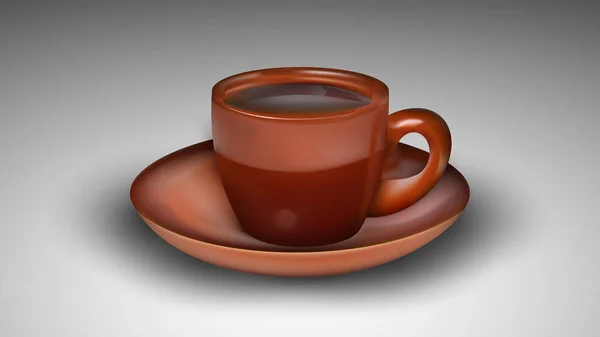 现实的可可在咖啡杯里喝咖啡.从侧面看。现实的病媒 — 图库矢量图片