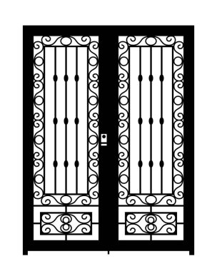 Dövülmüş kapılar beyaz arka planda izole edilmiş. Vektör illüstrasyonu.