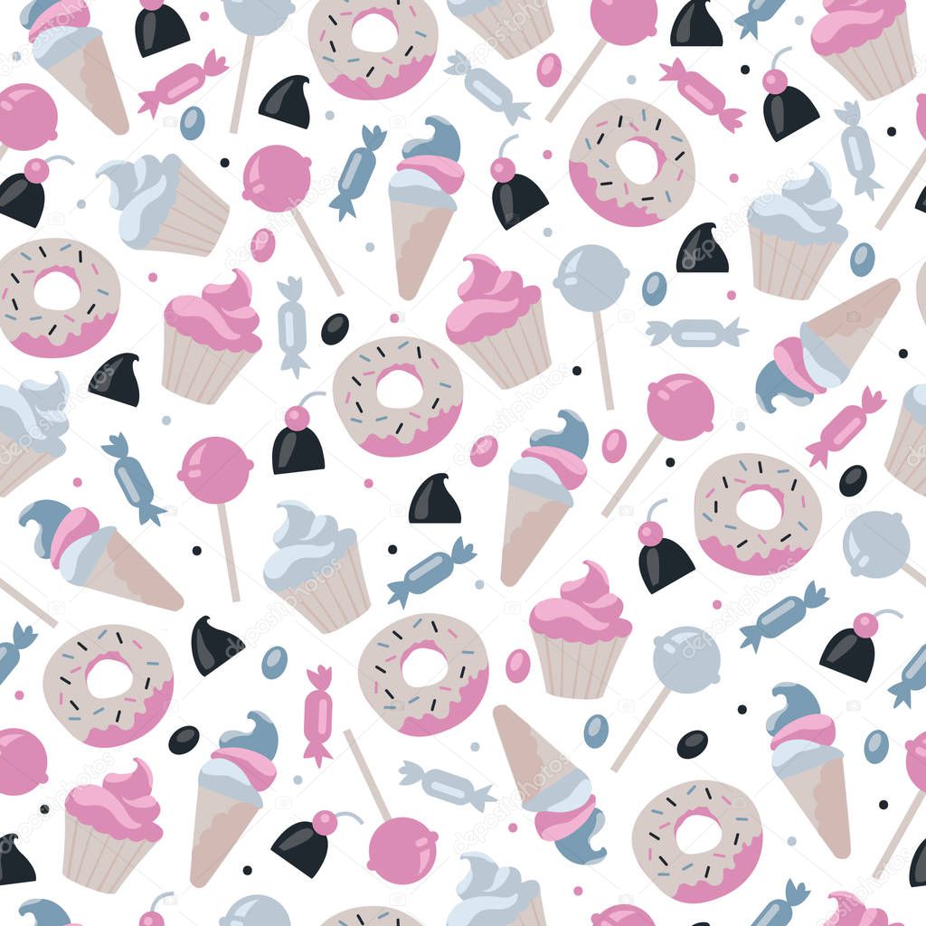 Seamless food pattern with sweets