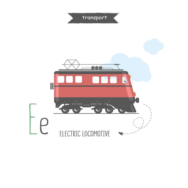 Wektor Ikona Lokomotywy Elektryczne Nauczania Dzieci Języka Angielskiego — Wektor stockowy