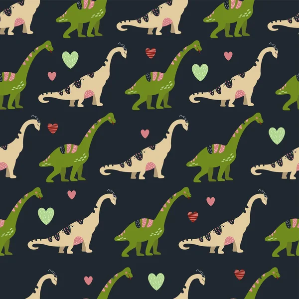 无缝模式与可爱的恐龙儿童纺织品 海报和其他设计 — 图库矢量图片