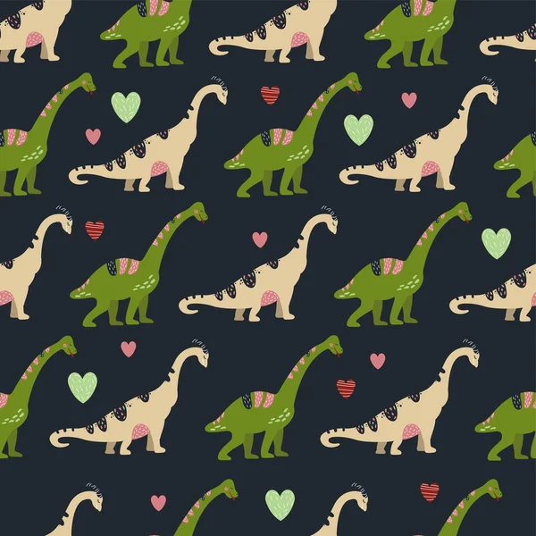 Patrón Sin Costuras Con Dinosaurios Lindo Para Los Niños Textil — Vector de stock