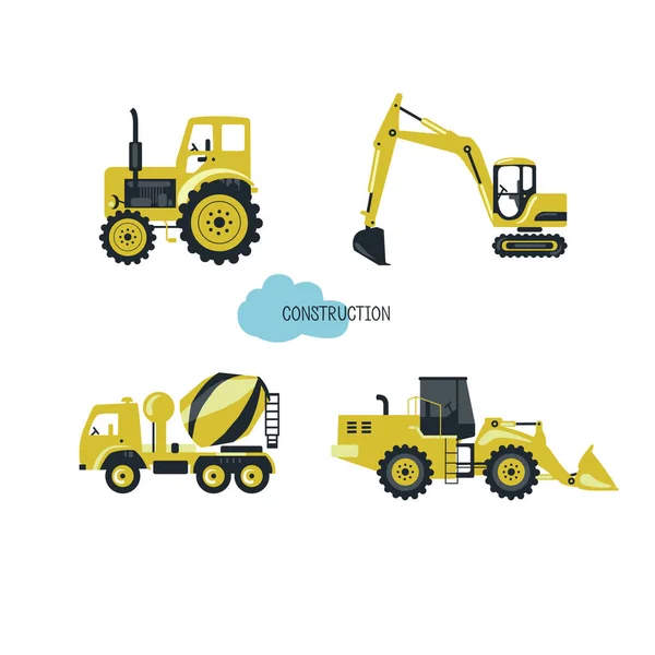 Equipo Construcción Vector Conjunto Máquinas Construcción Pesada Icons Vector Conjunto — Vector de stock