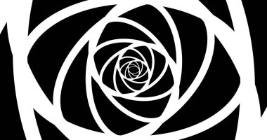 Psikodelik tünel geçmişini özetliyor. Animasyon. Sanal gerçeklik gelecek tasarımı. Siyah ve beyaz renkler. 3B görüntüleme