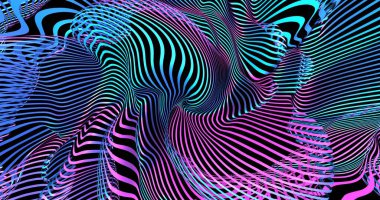 Flüoresan sıvı renklerde neon arka plan. Ultraviyole soyut mavi, mor, pembe renk. - Evet. Sanal gerçeklik tasarımı 3D görüntüleme