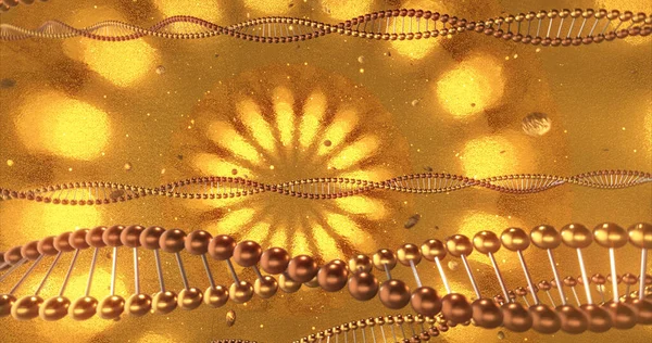 Dna Moleküllerinin Girdaplarıyla Altın Geometrik Arka Plan Güzellik Estetik Cerrahi — Stok fotoğraf