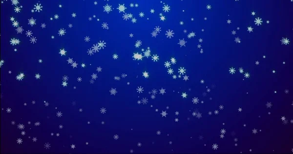 Fondo Navidad Con Copos Nieve Nieve Cayendo Sobre Fondo Azul —  Fotos de Stock