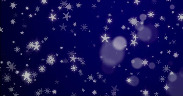 Świąteczne Tło Płatkami Śniegu Spadający Śnieg Niebieskim Tle Renderowania — Zdjęcie stockowe