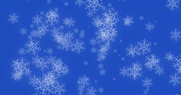 Kerst Achtergrond Met Sneeuwvlokken Vallende Sneeuw Een Blauwe Achtergrond Rendering — Stockfoto