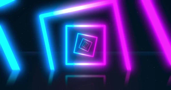 概要蛍光紫外光を用いたネオン飛行幾何学トンネル 仮想現実デザイン3Dレンダリング — ストック写真